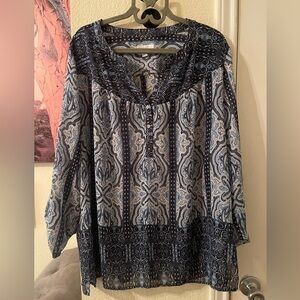 Charter Club Plus Size Womens Blue Patterned blouse size XL pre-owned
